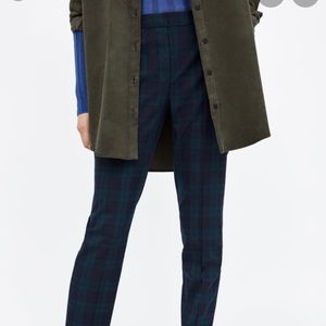 ZARA NAVY AND GREEN CIGARETTE PANTS SIZE XS